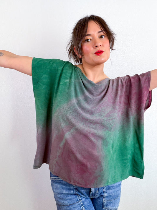 Hand-Dyed Bamboo Flip Crop Forest Peony Madrone Gradient