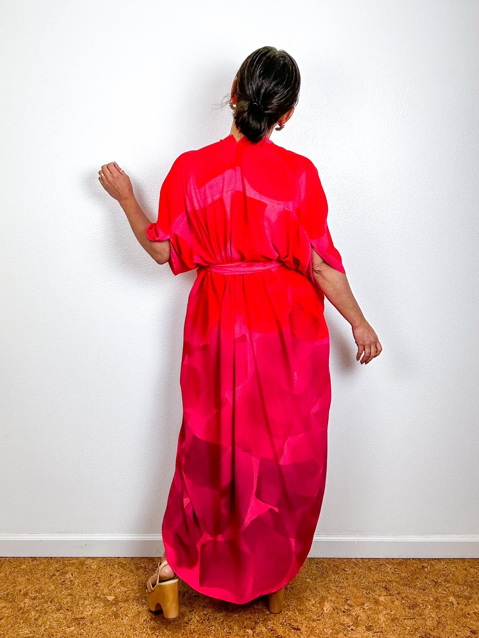 Hand-Dyed High Low Kimono OOAK Coral 3