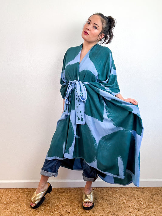 Hand-Dyed High Low Kimono Sky Forest Arc