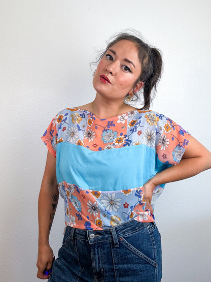 Scrappy Crop Pastel Floral Aqua