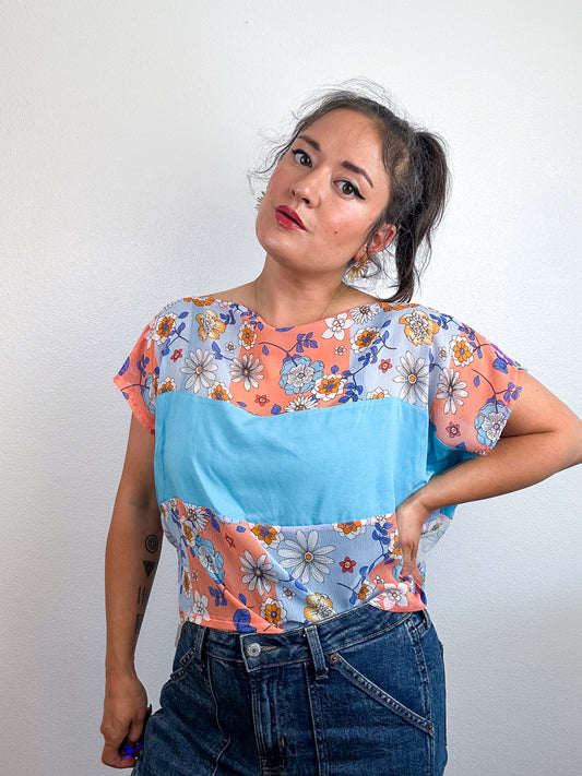 Scrappy Crop Pastel Floral Aqua