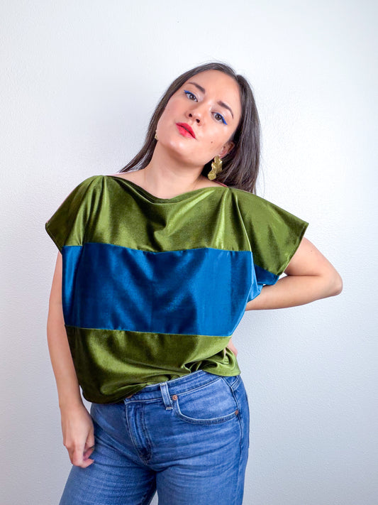 Velvet Scrappy Crop Rust Pink Olive Teal