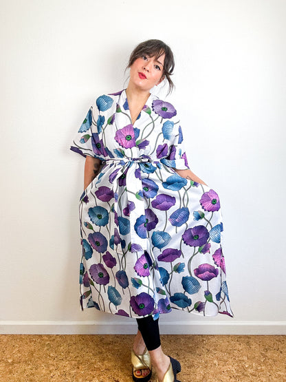 Print Duster Kimono Royal Poppy Cotton Lawn