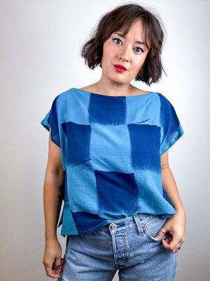 Hand-Dyed Flip Crop Teal Indigo