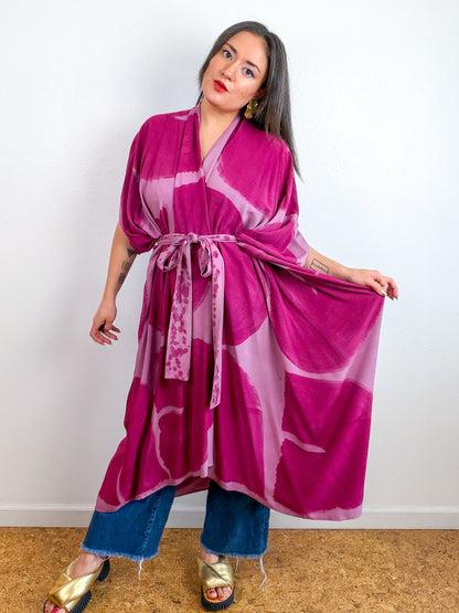 Hand-Dyed High Low Kimono Rosie Magenta Arc