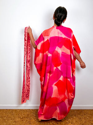 Hand-Dyed High Low Kimono OOAK Peach 1