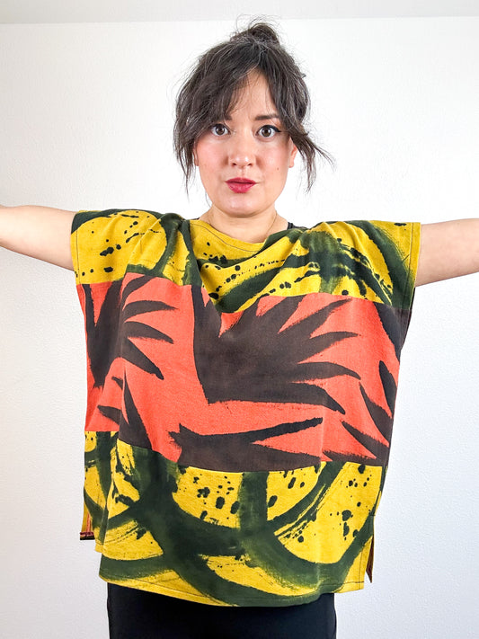 Hand-Dyed Linen Blend Scrappy Crop Rust Marigold Added Length