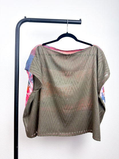 Hand-Dyed Bamboo Scrappy Crop OOAK Watercolor Olive Chiffon Medium
