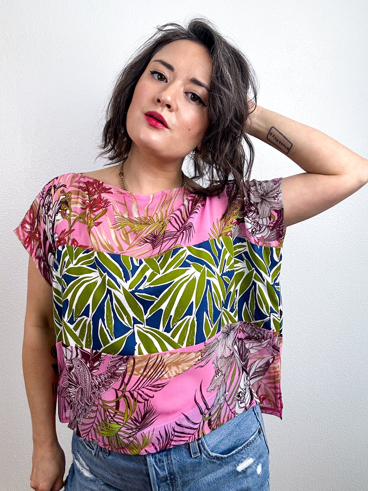 Scrappy Crop Pink Tropical Palms