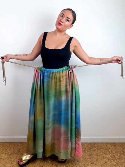 THE SKIRT Hand-Dyed Green Blue Bronze Coral Bamboo