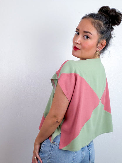 Linen Blend Flip Crop Rose Sage