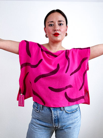 Hand-Dyed Flip Crop Magenta Swizzle