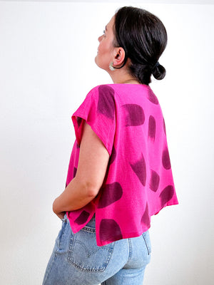 Hand-Dyed Flip Crop Magenta Petals