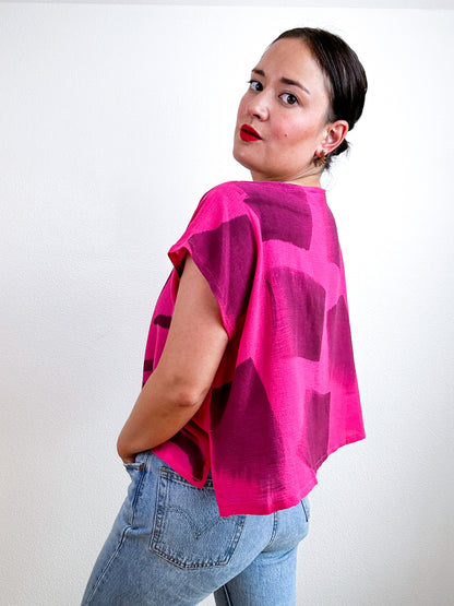 Hand-Dyed Flip Crop Magenta Swizzle