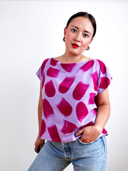 Hand-Dyed Flip Crop Lilac Fuchsia
