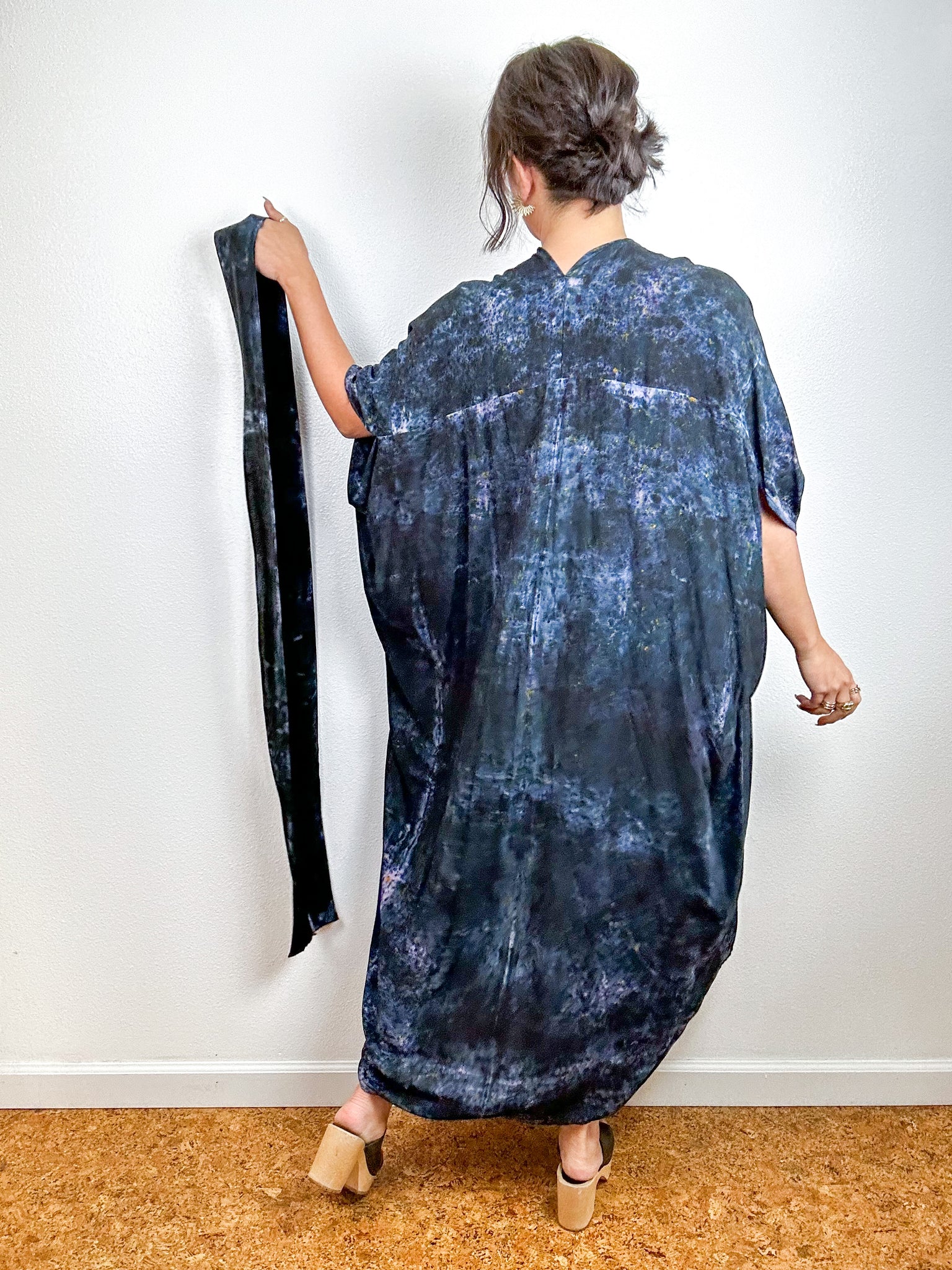 Hand-Dyed High Low Kimono Deconstructed Black