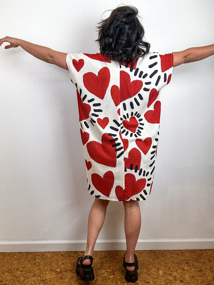 Print Mini Smock Dress Hearts