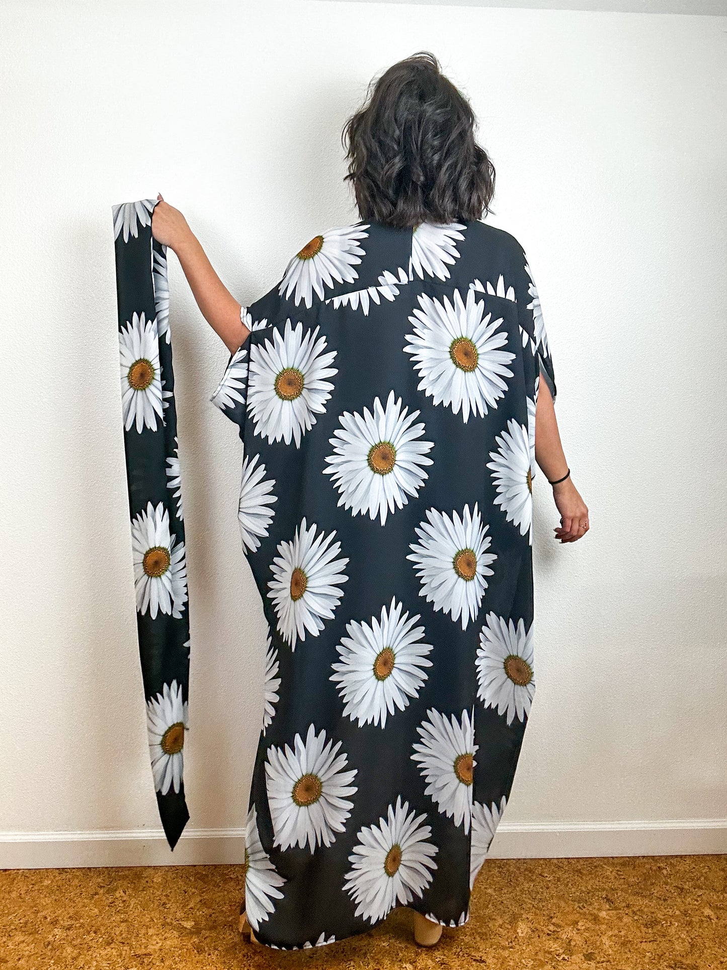 Print High Low Kimono Daisy Georgette
