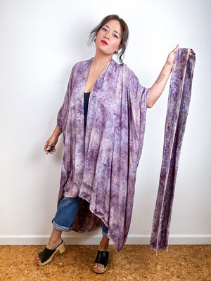 Hand-Dyed High Low Kimono Deconstructed Grey