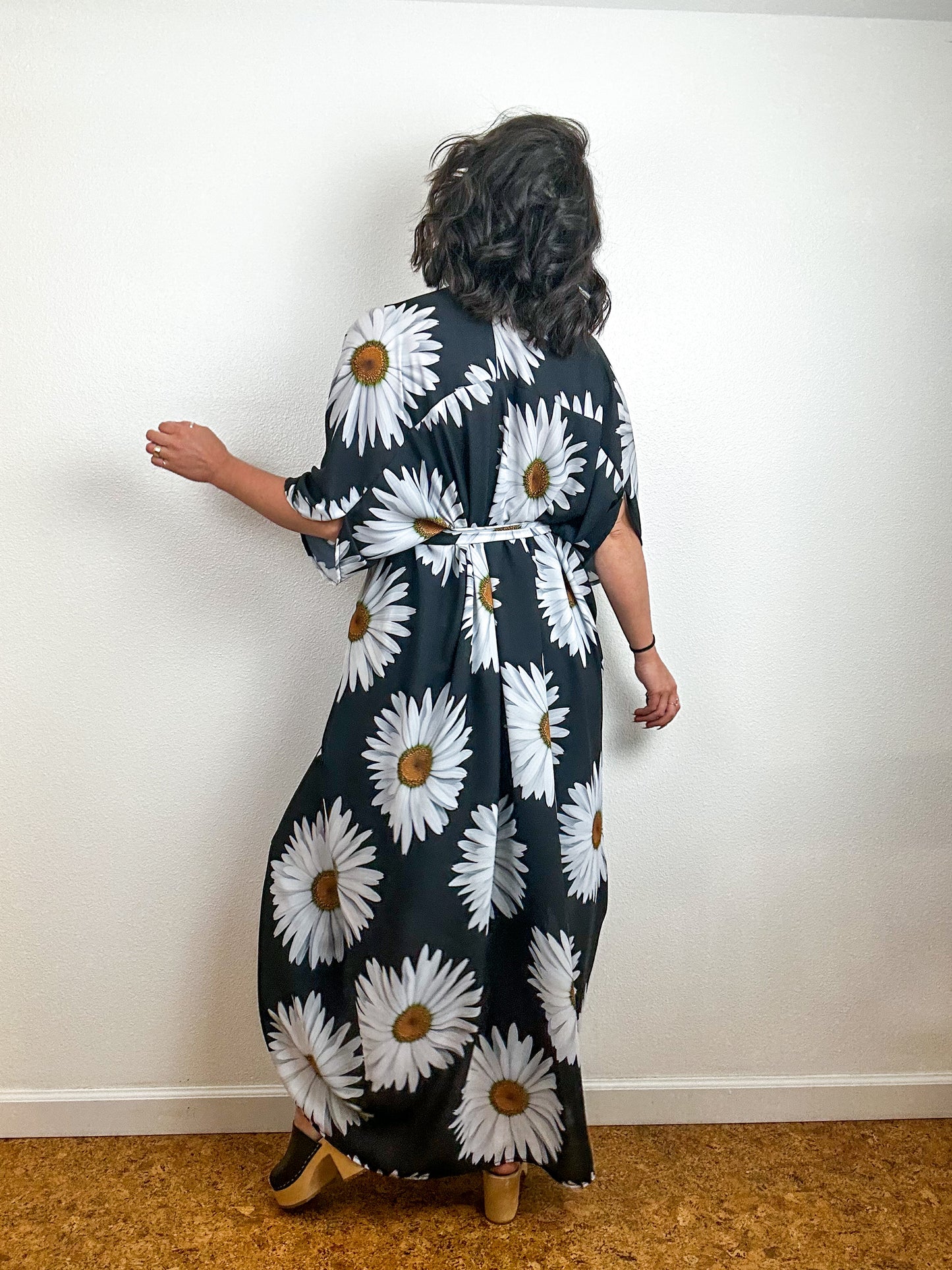 Print High Low Kimono Daisy Georgette