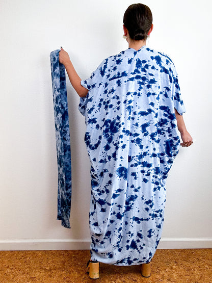 Hand-Dyed High Low Kimono Indigo Speckle