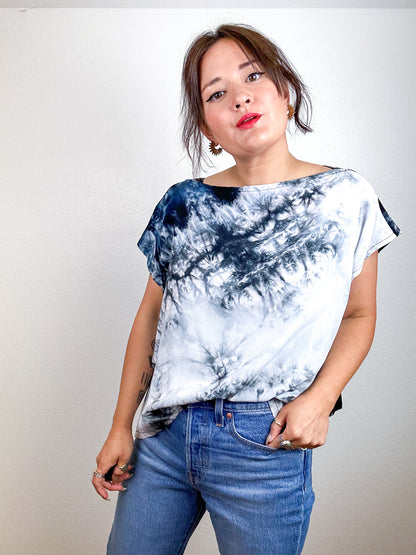 Hand-Dyed Crop Rayon Black Tie