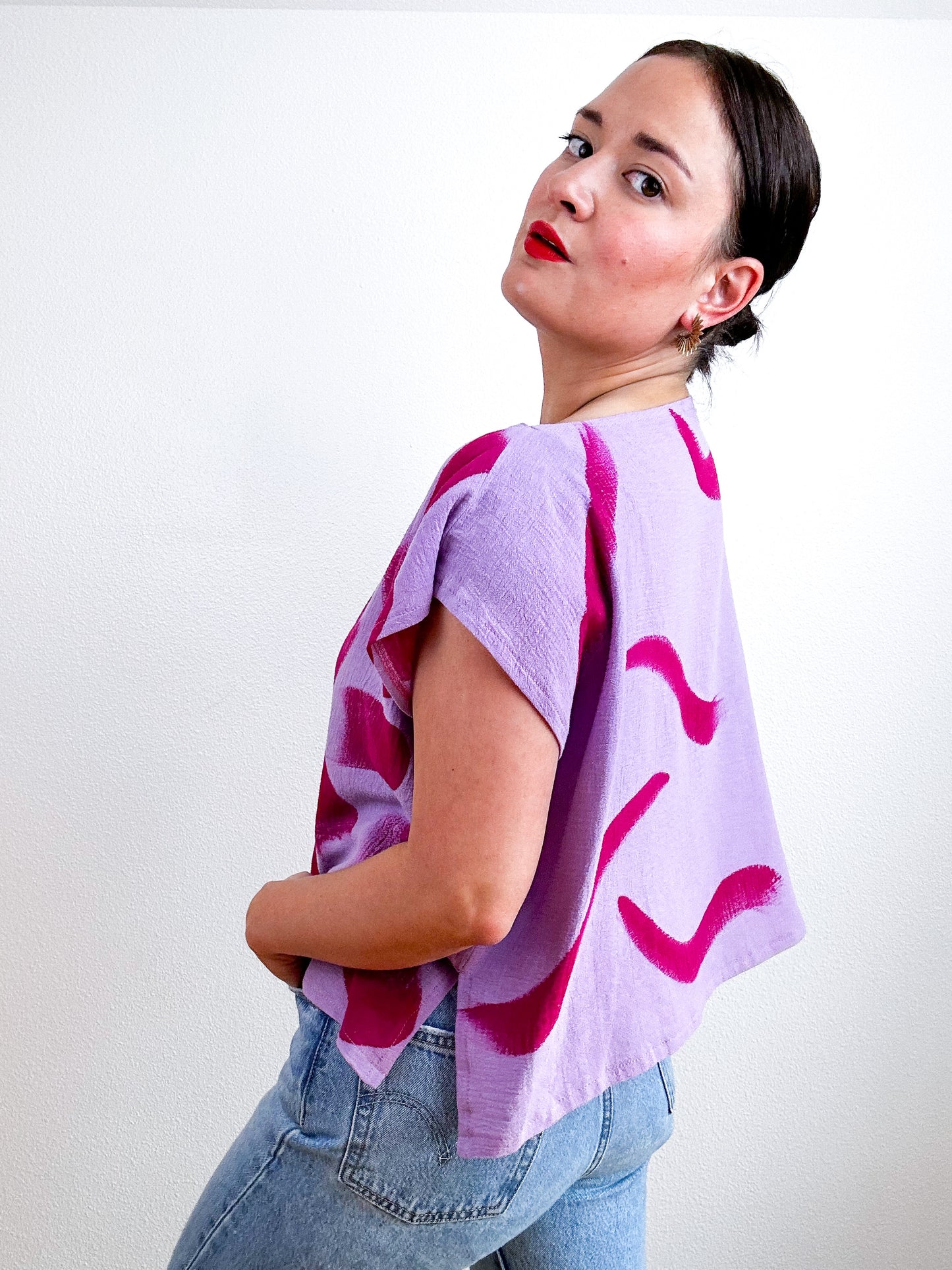 Hand-Dyed Flip Crop Lilac Fuchsia