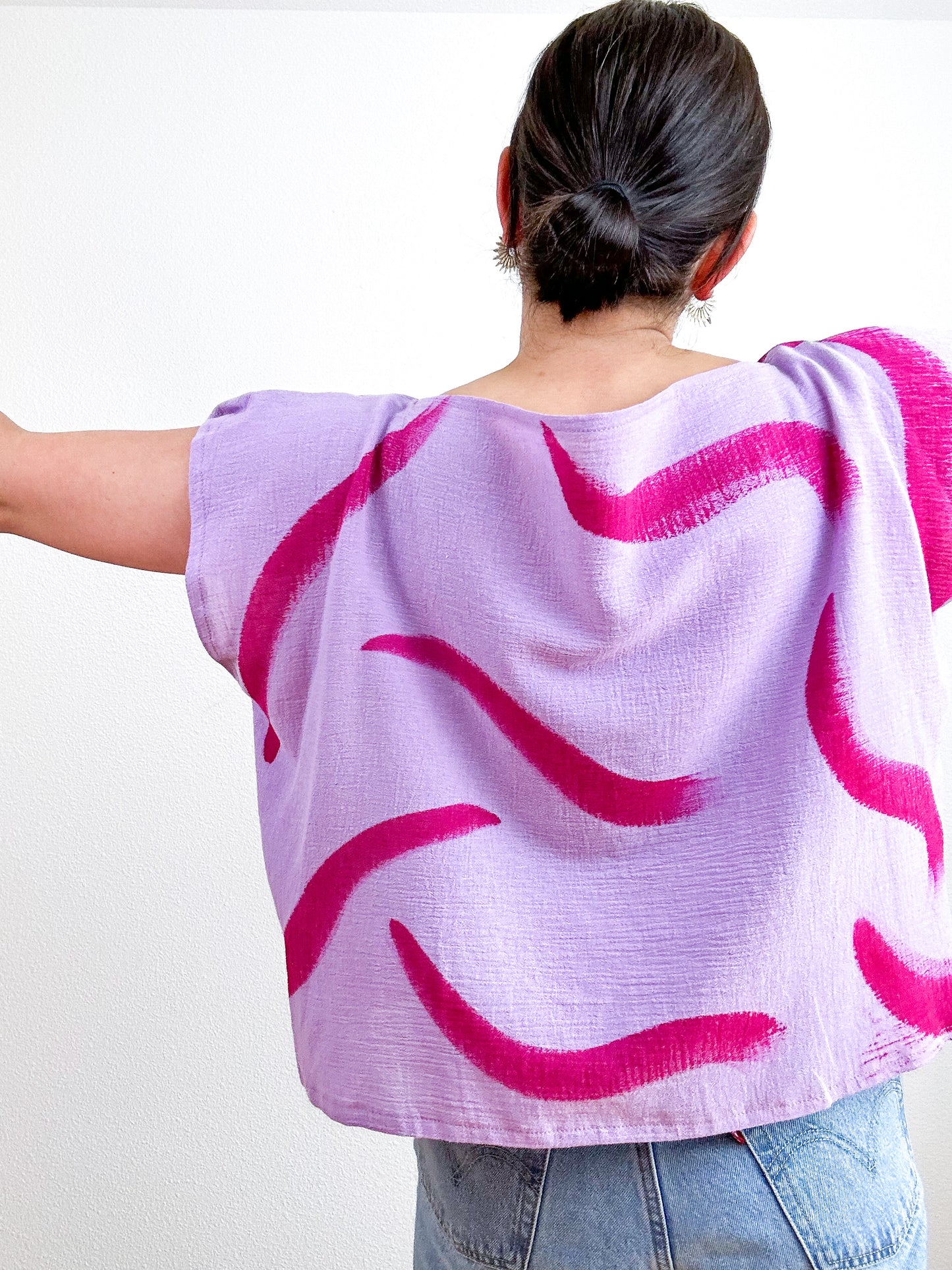 Hand-Dyed Flip Crop Lilac Fuchsia
