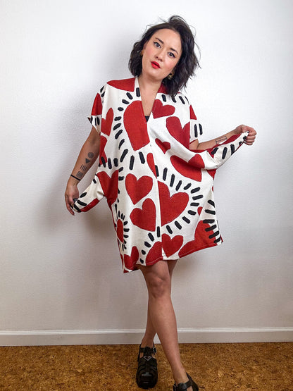Print Mini Smock Dress Hearts