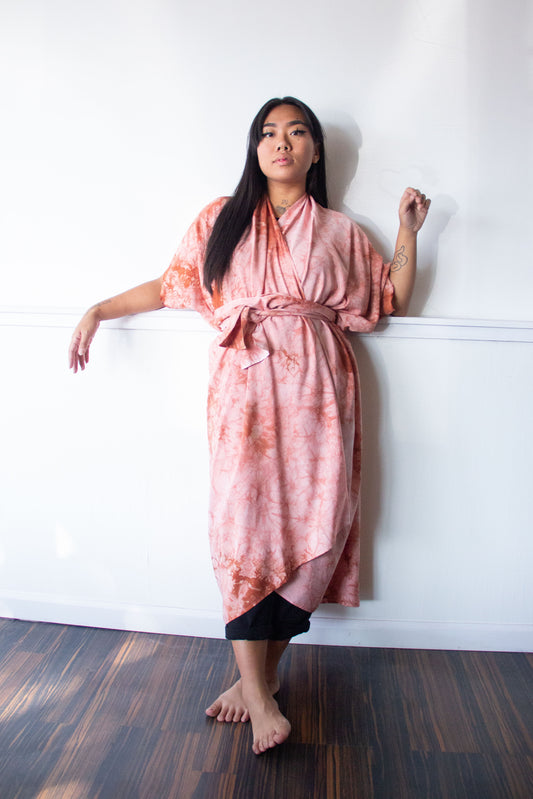 Hand-Dyed High Low Kimono Terracotta