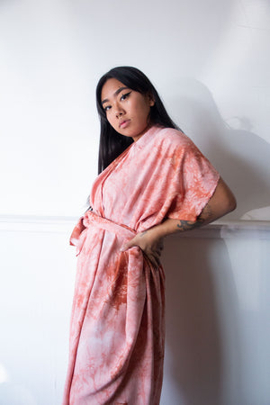 Hand-Dyed High Low Kimono Terracotta
