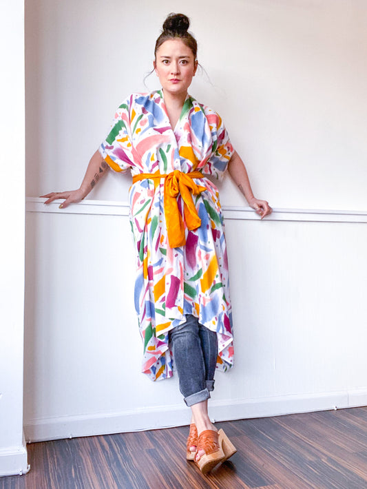 Limited Edition Hand-Dyed High Low Kimono Confetti 1