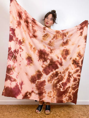 Hand-Dyed Double Gauze Blanket Scarf Terracotta Peach Tie