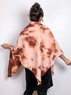 Hand-Dyed Double Gauze Blanket Scarf Terracotta Peach Tie