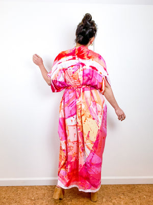 Hand-Dyed High Low Kimono Pink Prism