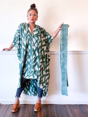 Limited Edition Hand-Dyed High Low Kimono Forest