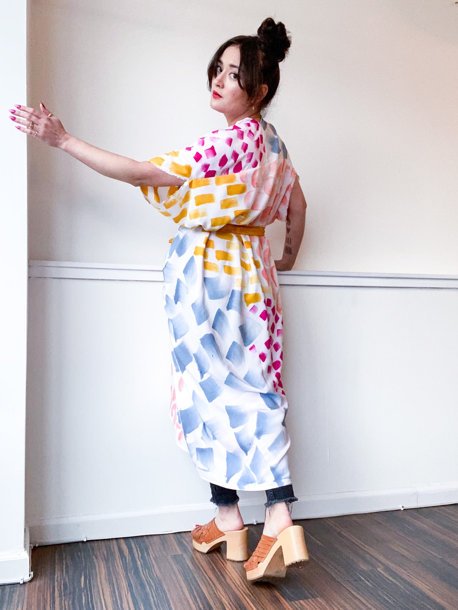 Limited Edition Hand-Dyed High Low Kimono Multi Mark