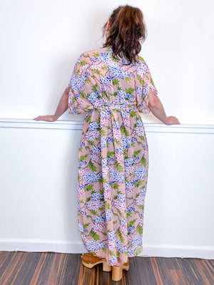 Print High Low Kimono Blush Lilac Chiffon