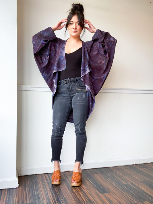 Hand-Dyed Waterfall Kimono Deconstructed Black