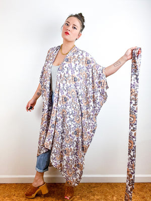 High Low Kimono Ivory Boho Rayon Crepe