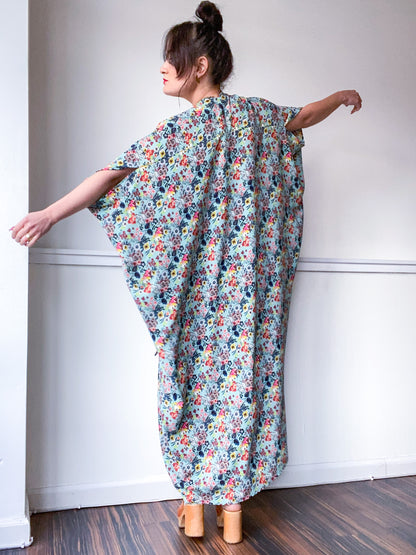 Print High Low Kimono Sage Mini Floral