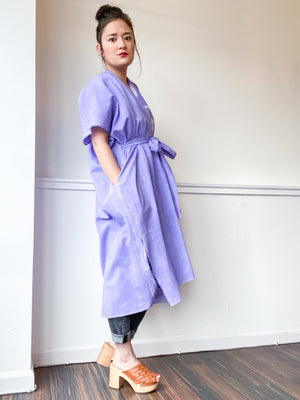 Everyday Midi Kimono Dress Hand-Dyed Monochromatic Lilac