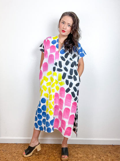 Hand-Dyed Linen Smock Dress Multi Confetti