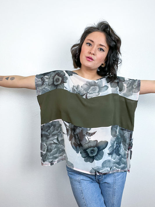Scrappy Crop Olive Grey Floral