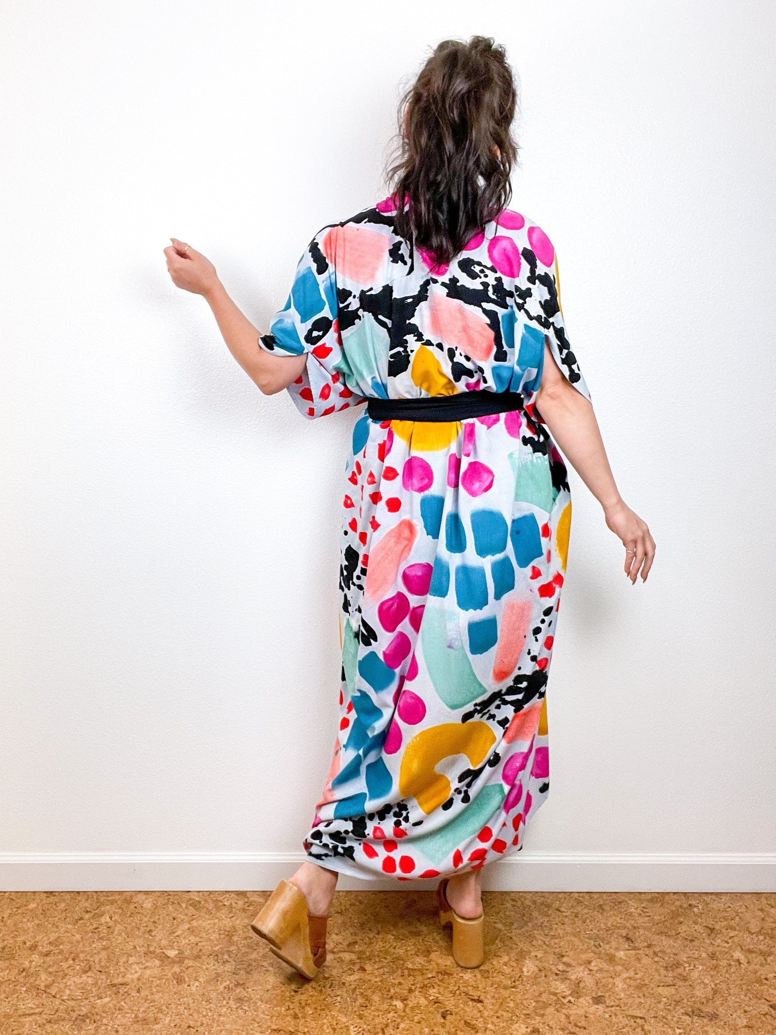 OOAK Hand-Dyed High Low Kimono Multicolor One