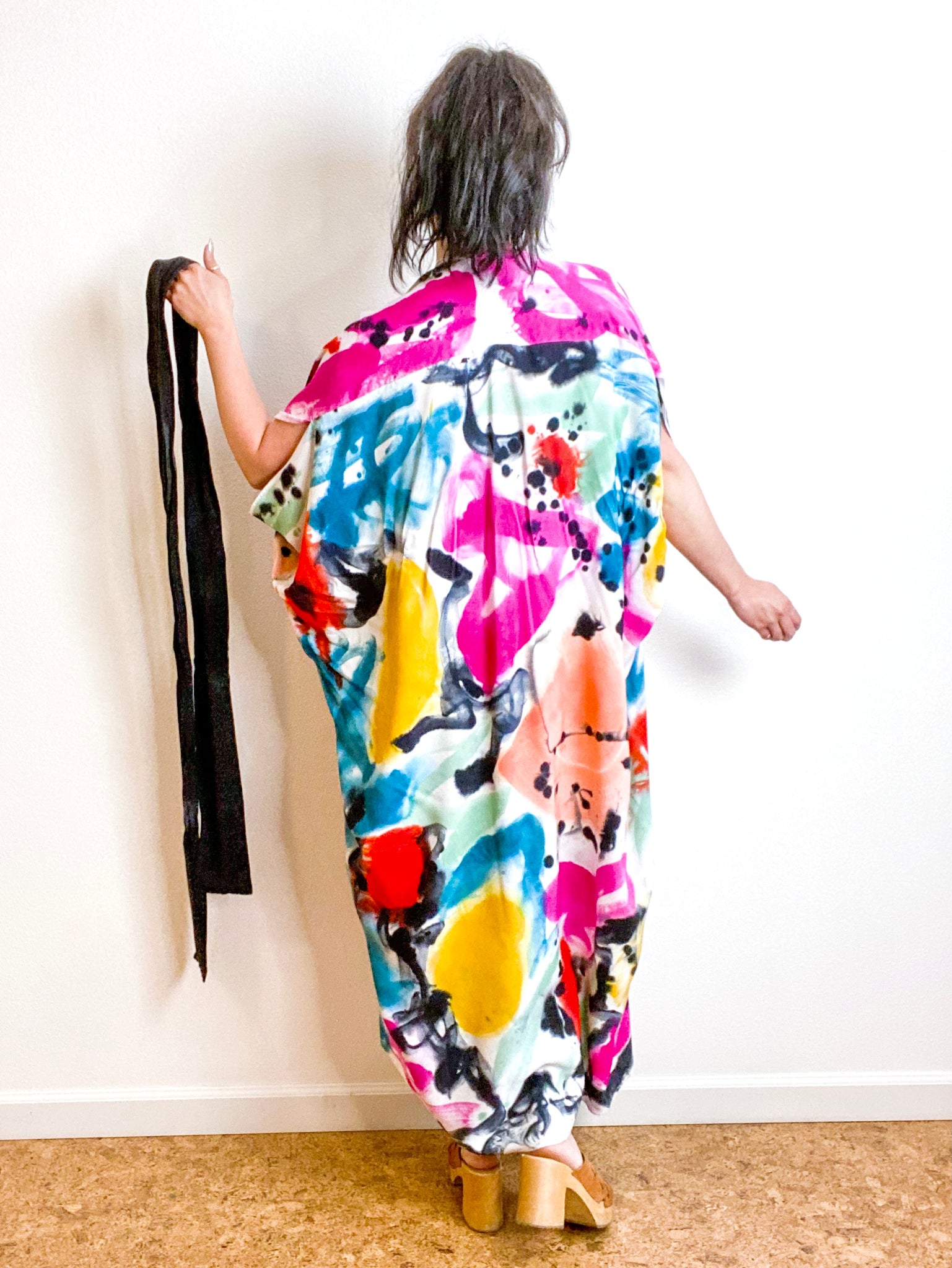 OOAK Hand-Dyed High Low Kimono Confetti 1