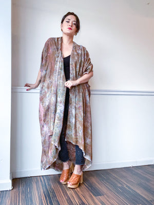 Hand-Dyed High Low Kimono Deconstructed Amber