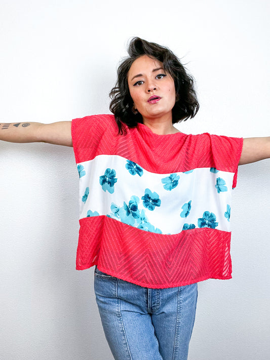 Scrappy Crop Coral Turquoise Floral