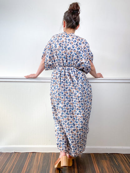 Print High Low Kimono Desert Triangles Challis