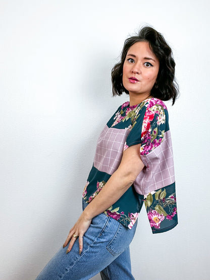 Scrappy Crop Forest Floral Mauve Grid